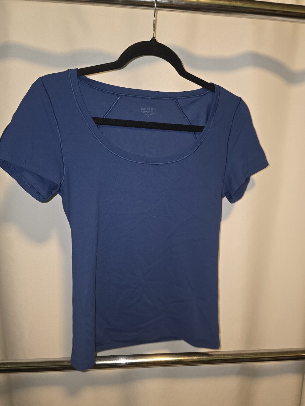 Athleta Women’s Blue Short-Sleeve Transcend Scoop-Neck Active Top